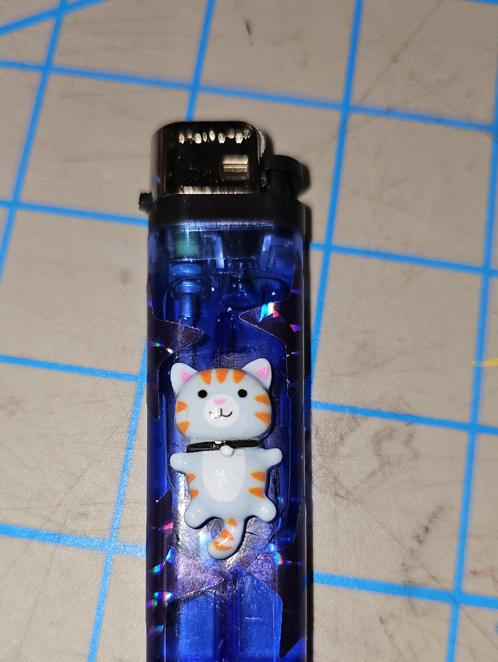 Blue Translucent Cat Sticker Lighter - Picture 2 of 3